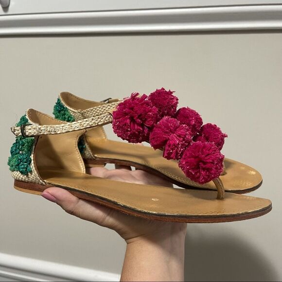 Anthropologie pom pom‎ embroidered sandals size 37 - Picture 4 of 7